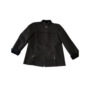 Real Clothes Saks Fifth Avenue Black Faux Suede Fur Jacket 90's Vintage